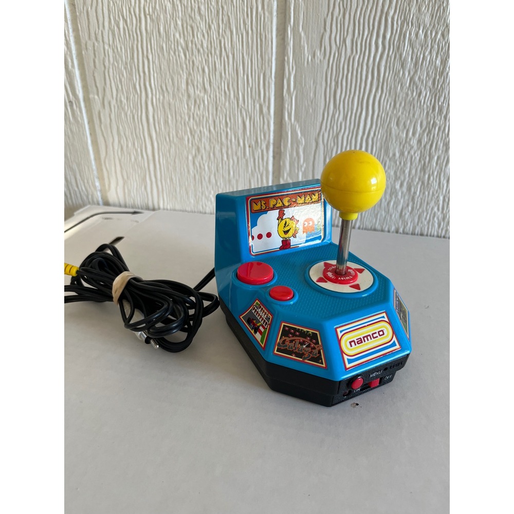 Namco Ms Pac Man Mini Arcade Game Yellow Joystick‎ Red Buttons Blue Console